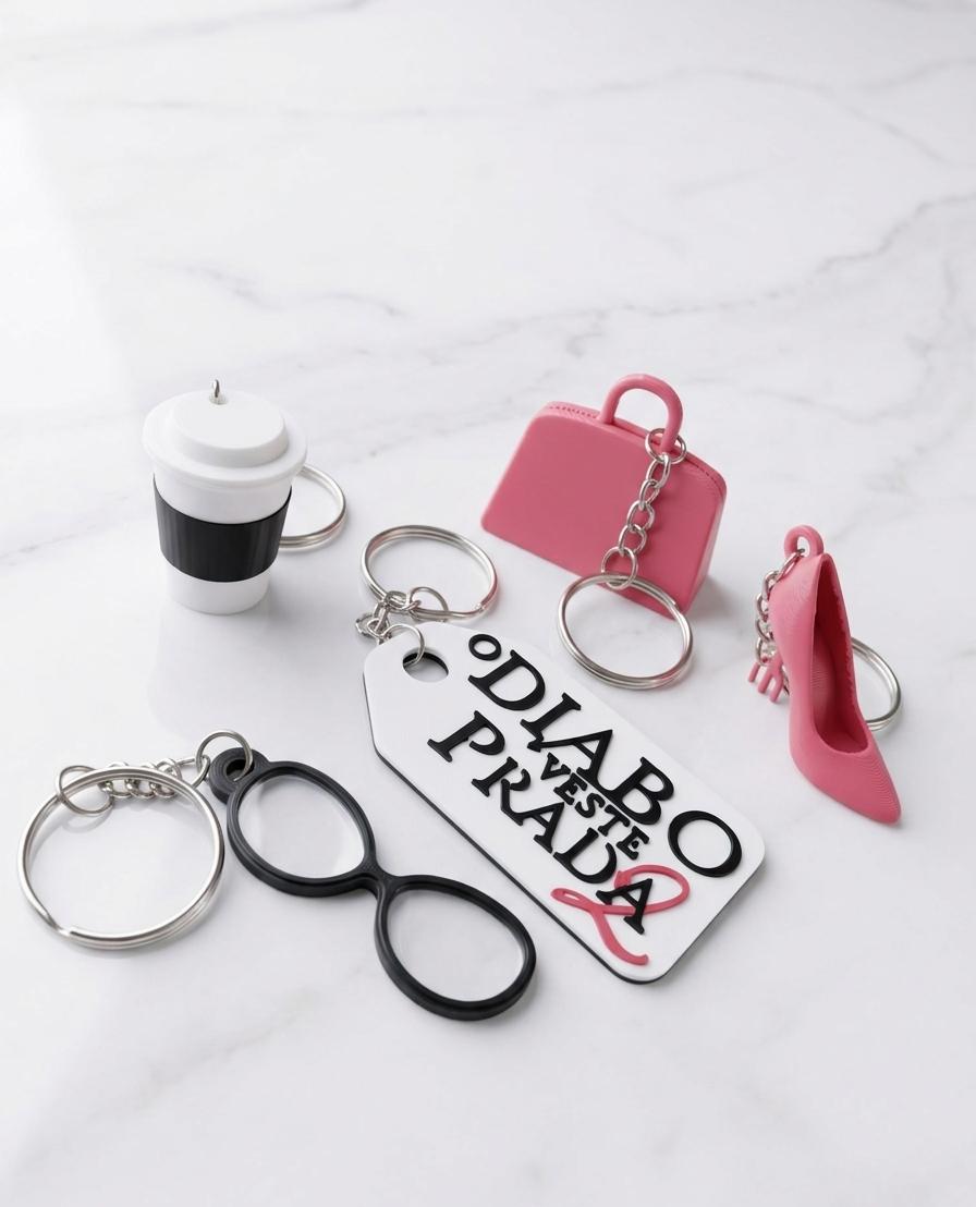 Unidade ou Conjunto de Porta-chaves O Diabo Veste Prada – Uma Peça ou Pack de 5 Unidades