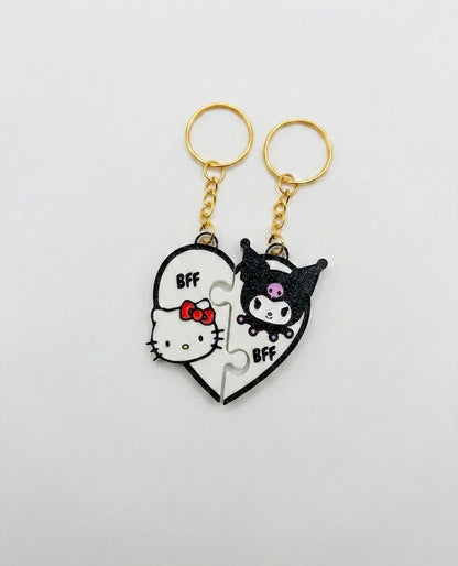 Conjunto Porta-Chaves Puzzle 6cm em PLA – Hello Kitty & Kuromi (2 Unidades)