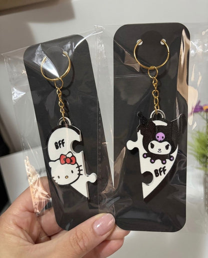 Conjunto Porta-Chaves Puzzle 6cm em PLA – Hello Kitty & Kuromi (2 Unidades)